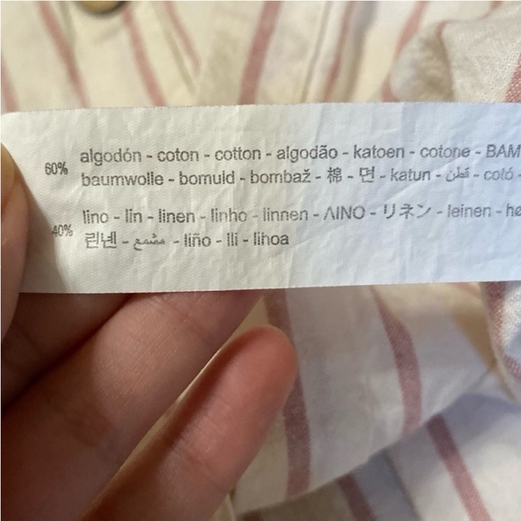 Zara Basic Striped Tie Front Button Down Midi Dress Size M - Picture 4 of 5